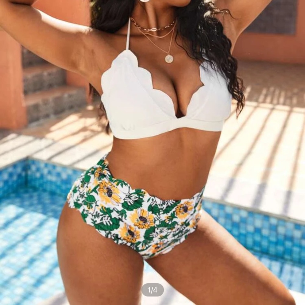 Two piece high wasted bathing suit